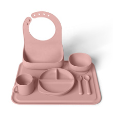 Baby Product Supplies Silicone Bib Spoon Bowl Feeding Set Unbreakable Dinnerware Feeding Set Non Toxic Baby Feeding Set